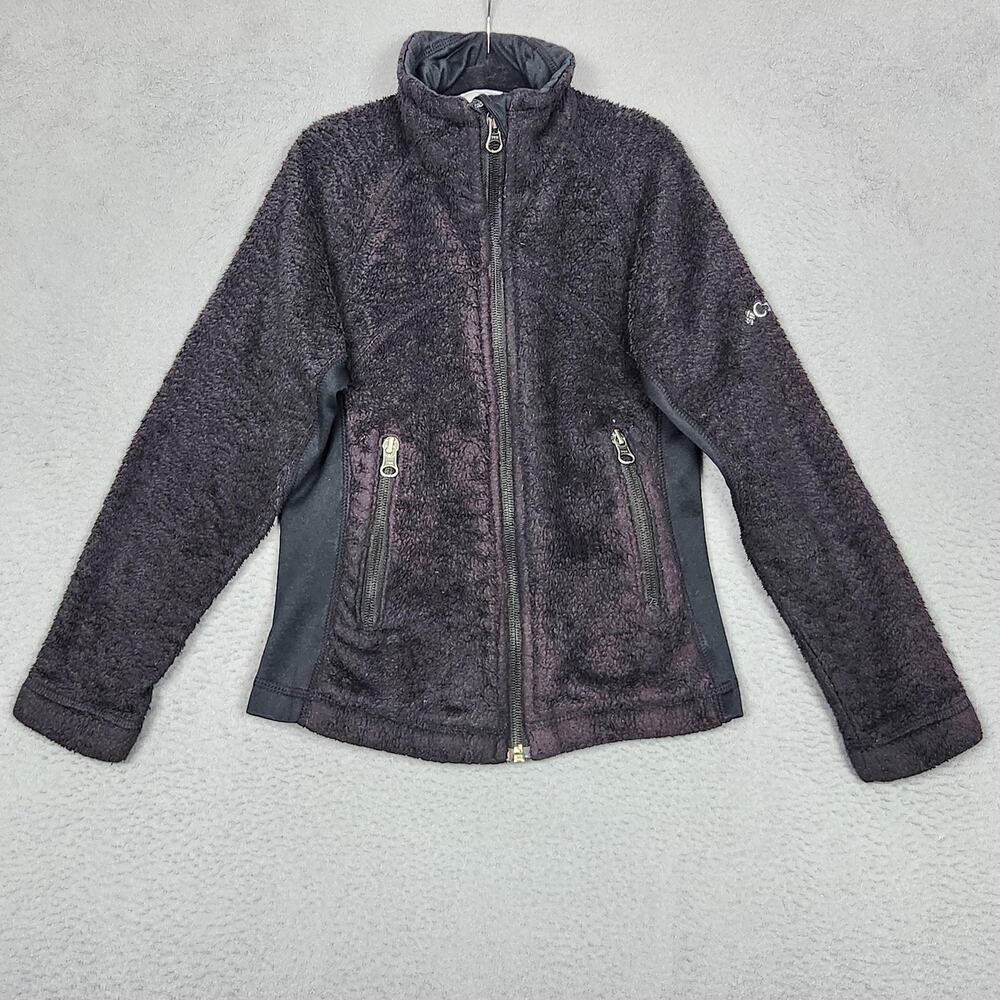 Columbia Fleece Jacket Kids 7/8 Black Full Zip Lined Warm Outdoor WG6193